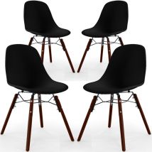 Privatefloor - Chaises de Salle à Manger - Design Scandinave - Pieds en Bois Sombre - Lot de 4 - Skögur Noir