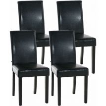 Lot de 4 Chaises de salle à manger Ina similicuir avec pieds en Bois Noir Noir