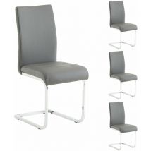 Idimex - Lot de 4 chaises leticia, en synthétique gris
