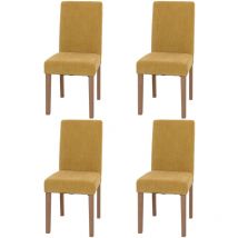 Lot de 4 chaises de salle à manger Littau, chaise de cuisine à dossier haut, tissu/textile chenille bois jaune, pieds