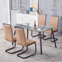 Ztforus - Lot de 4 chaises de salle à manger modernes, structure en métal chromé, chaise simple et élégante, chaise imperméable, dossier en simili