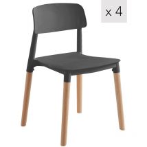 Nordlys - Lot de 4 Chaises de Salle a Manger Scandinaves Pieds Bois