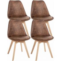 Décoshop26 - Lot de 4 chaises de salle à manger style scandinave en synthétique marron vieilli CDS10389