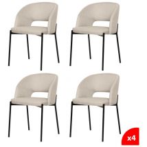 Secury-t - Lot de 4 chaises de salle à manger tissus beige - pieds en métal noir - kristen