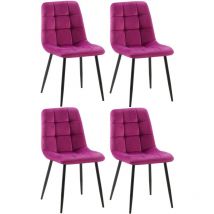 Lot de 4 Chaises de salle à manger Antibes en Velours Pieds en métal Violet
