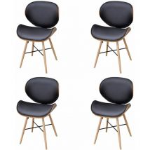 Lot de 4 chaises de salle à manger cuisine design rétro synthétique et bois courbé CDS021982