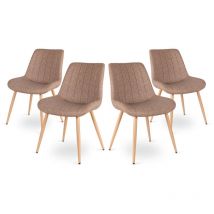 Mc Haus - Lot de 4 chaises de salle à manger, de bureau ou de salon avec dossier rembourré, beige, style élégant.