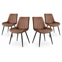 Mc Haus - Lot de 4 chaises de salle à manger, de bureau ou de salon avec dossier rembourré, style élégant, brun