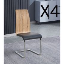 Pegane - Lot de 4 chaises de salle à manger en pu coloris noir, cambria avec pieds chromés - Longueur 44 x profondeur 57 x hauteur 97 cm