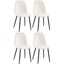 Lot de 4 Chaises de salle à manger Giverny avec Piètement en métal noir Blanc crème Velours