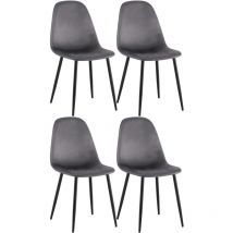 Lot de 4 Chaises de salle à manger Napier avec Piètement en métal noir Gris foncé Velours