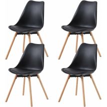 Eggree - Lot De 4 Chaises De Salle À Manger En Pp Avec Pieds En Hêtre-noir
