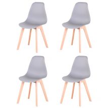 Wokaka - Lot de 4 chaises de Salle à Manger scandinaves - Gris - pieds en hêtre