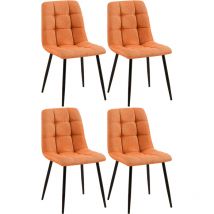 Lot de 4 chaises de salle à manger Tilde avec Piètement en métal noir Orange Tissu