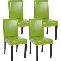 Mendler - Lot de 4 chaises de séjour Littau, simili-cuir, vert, pieds foncés