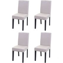 Mendler - 4x chaise de salle à manger chaise de cuisine Littau - textile, beige crème, pieds foncés