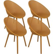 Lot de 4 chaises de terrasse en plastique jaune moutarde