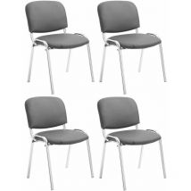 Lot de 4 Chaises de visiteur Ken en similicuir et pieds en métal chromé Gris