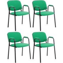 Lot de 4 Chaises de visiteur Ken Pro en tissu avec accoudoirs Vert