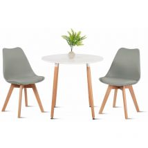 Lot de 2 Chaises design contemporain nordique scandinave - pieds en bois de hetre massif - Gris