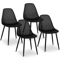 Lot de 4 Chaises Design De Cuisine Salle à Manger Plastique 52x46cm Noir 150kg