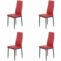 Lot de 4 Chaises Design Rouge pvc Scandinave Chaise de Salle à manger