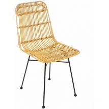 Toilinux - Lot de 4 Chaises en rotin Kubu - Beige