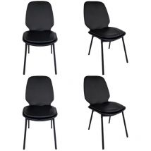 Lot de 4 chaises en simili noir pieds métal noir - RUZAN
