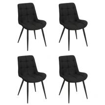 Meubletmoi - Lot de 4 chaises en tissu noir avec pieds en métal noir - jaelle
