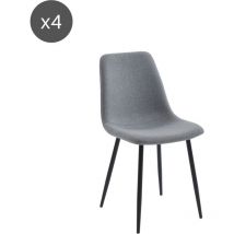 Baïta - Lot de 4 chaises estelle tissu gris clair pieds métal noir