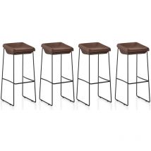 Designetsamaison - Lot de 4 chaises hautes marrons - Udinese
