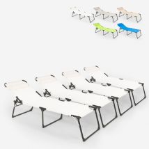 Beach And Garden Design - 4 bains de soleil pliants de plage et jardin en aluminium Mauritius - Blanc