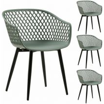 Idimex - Lot de 4 chaises madeira, en plastique vert de gris