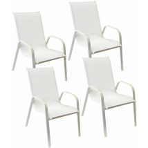 Happy Garden - Lot de 4 chaises marbella en textilène blanc - aluminium blanc