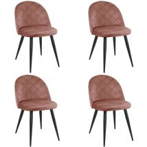 Lot de 4 chaises matelassées de salle à manger en velours Akord SJ.077 Rose