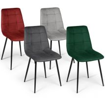 Idmarket - Lot de 4 chaises mila en velours mix color vert, gris clair, gris foncé, bordeaux