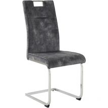 Liberté - Lot de 4 chaises moderne rembourrée, en velours de haute qualité, cadre en acier robuste, gris