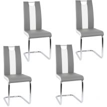 Sifree - Lot de 4 chaises pia grises et blanches pour salle à manger l 43 x p 58 cm