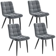 Havenlyhome – Lot De 4 Chaises En Velours – Pieds En Métal – Rembourrage Haute Densité – Hauteur D'Assise 43 Cm – Design Moderne Pour Cuisine Et Salon