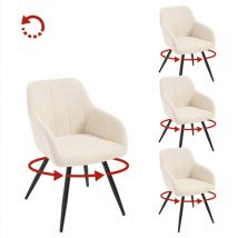 Lot de 4 Chaises Pivotante Salle à Manger Woltu Fauteuil Salle à Manger en Velours, Pieds en Métal, Beige