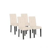 Idmarket - Lot de 4 chaises polga capitonnées en velours beige pieds noirs