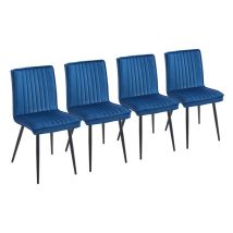 Clipop - Lot de 4 chaises rembourrées en velours avec dossier et pieds solides en métal noir pour salon, chambre à coucher, salle à manger,