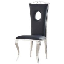 Homy France - Lot de 4 Chaises baroque royal Chrome Simili cuir Noir