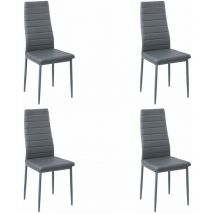 Eggree - Lot de 4 Chaises Salle à Manger, Gris, Pieds en Métal