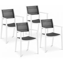 Lot de 4 chaises salon salle à manger restaurant cafés bureaux terrasses salles d'attente 150 kg max dossier avec fentes d'aération accoudoirs gris