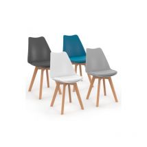 Lot de 4 chaises scandinaves Idmarket sara - Mix color gris foncé, gris clair, blanc et bleu - Multicolore