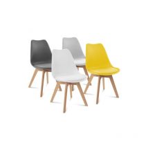 Idmarket - Lot de 4 chaises scandinaves sara - Mix color gris foncé, gris clair, blanc et jaune - Multicolore