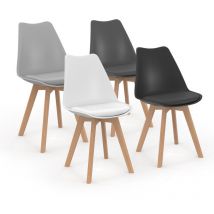 Idmarket - Lot de 4 chaises scandinaves sara mix color gris foncé, gris clair, blanc et noir