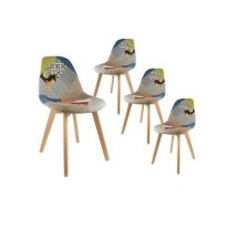 The Home Deco Factory - Lot de 4 Chaises Scandinave Patchwork Home Deco Factory