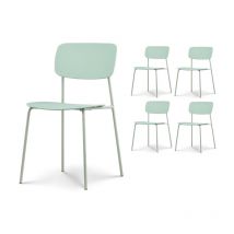 Lot de 4 chaises vertes au design minimaliste en métal et résine
